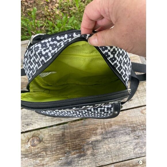 Lily Bloom Rebecca Convertible Round Backpack Black White Green - Picture 3 of 4